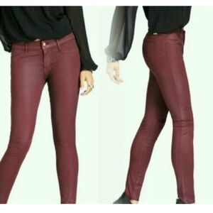New Guess by Marciano Skinny Luxe Denim Burgundy Jeans 00 23 XS
